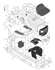 Chassis And Hood Diagram and Parts List for 312000X98B 2003 Briggs and Stratton Lawn Tractor